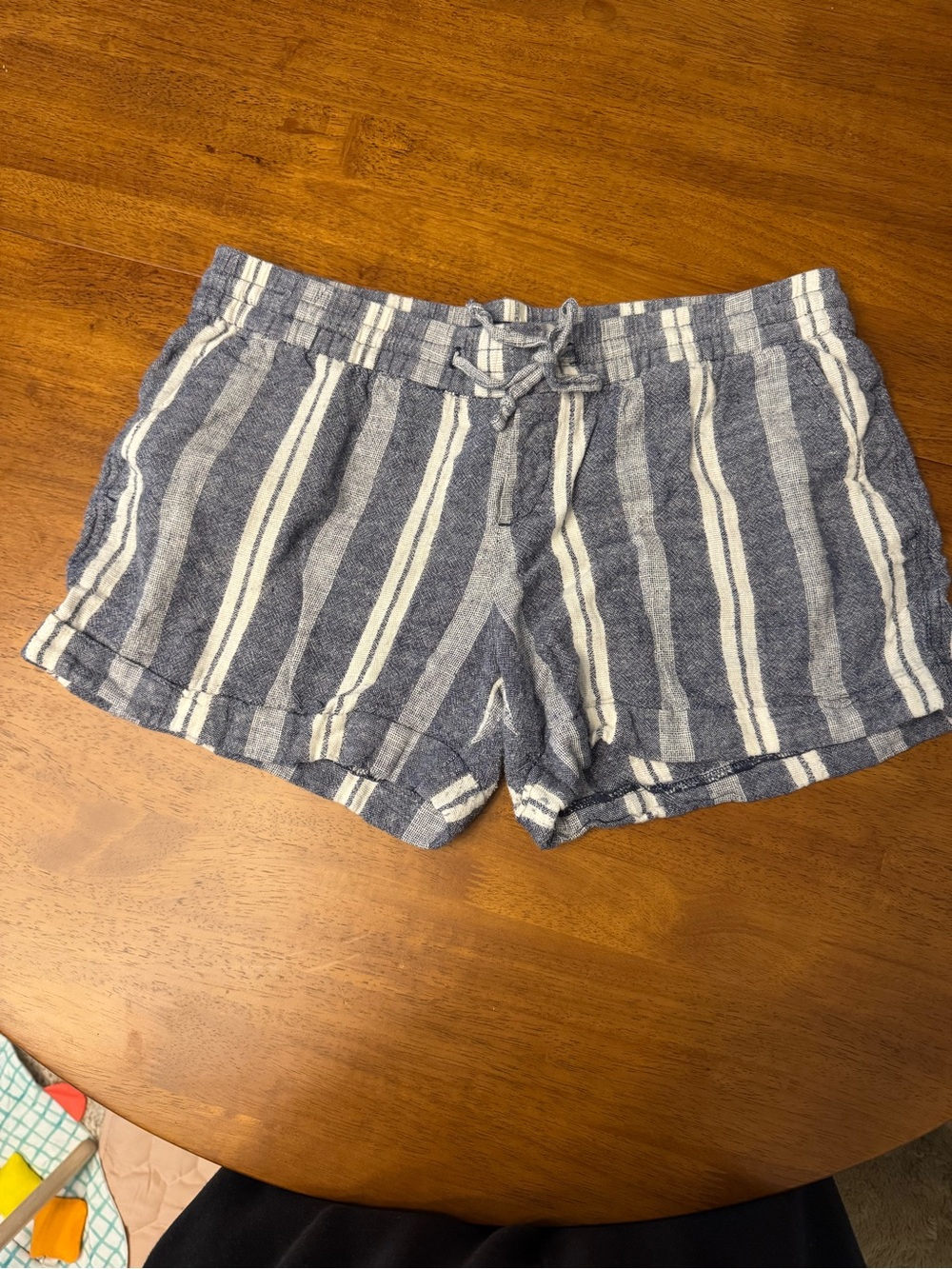 Old Navy Blue and White Striped High-Waist Shorts